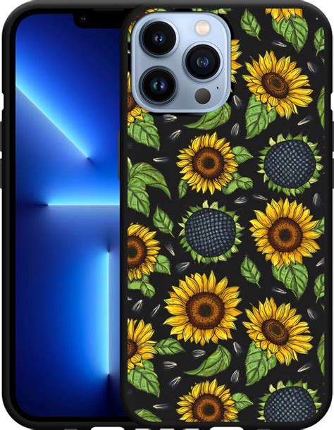 Cazy Hoesje Zwart Geschikt Voor IPhone 13 Pro Max Sunflowers Bol