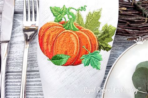 Machine Embroidery Design Fall Pumpkin Royal Present Embroidery