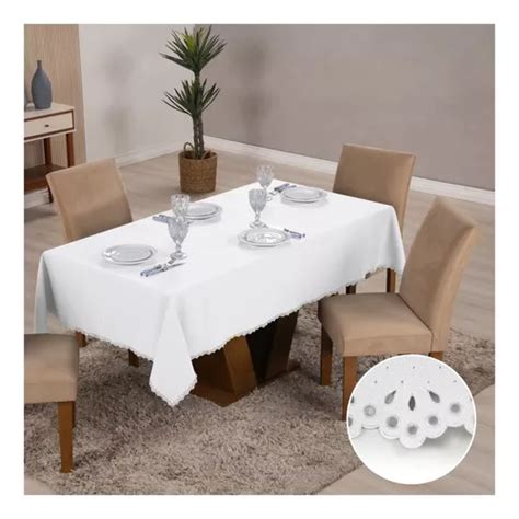 Toalha De Mesa Oxford X M Bordado Ultrassonico Cor Branco