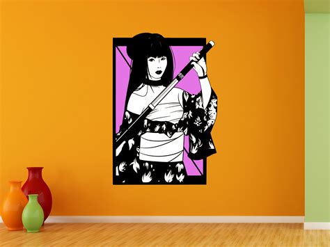 Samurai Girl Sticker Japanese Martial Art Wall Sticker Vin Inspire