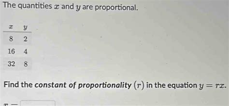 Solved The Quantities X And Y Are Proportional Find The Constant Of