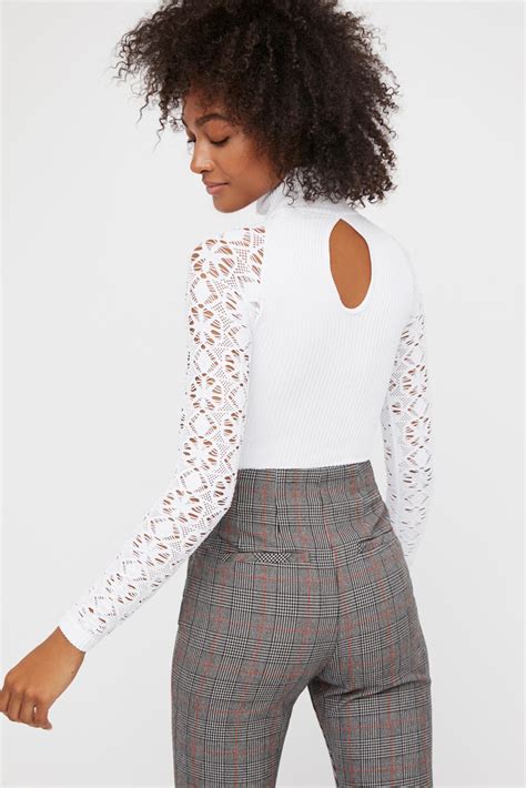 Free People Rib And Lace Turtleneck Lyst