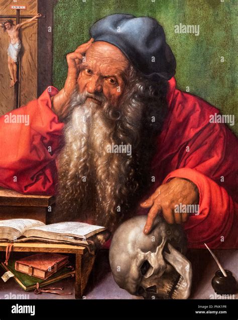 St Jerome by Albrecht Durer (1471-1528), oil on panel, 1521 Stock Photo ...