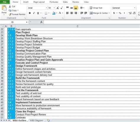 WBS Project Management Template XLS - Excel TMP