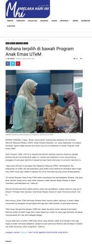 Utem In Newspapers August Rohana Terpilih Di Bawah Program