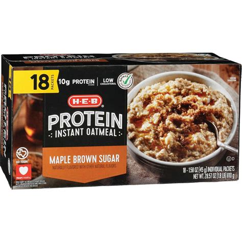 H E B 10g Protein Instant Oatmeal Maple Brown Sugar Shop Oatmeal And Hot Cereal At H E B