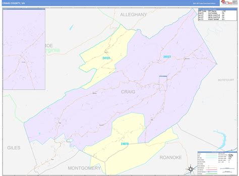 Craig County Va Wall Map Color Cast Style By Marketmaps