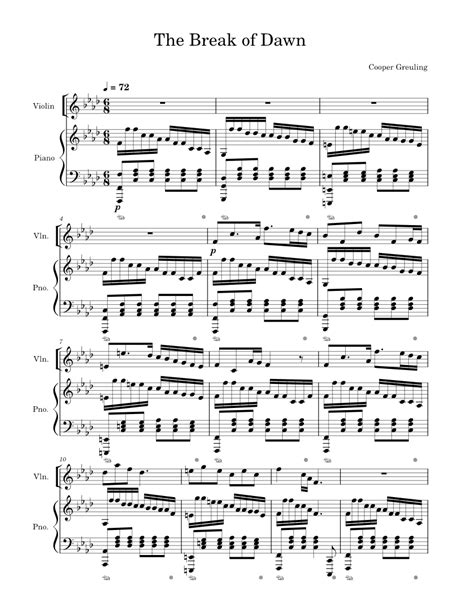 The Break Of Dawn Sheet Music For Piano Violin Solo