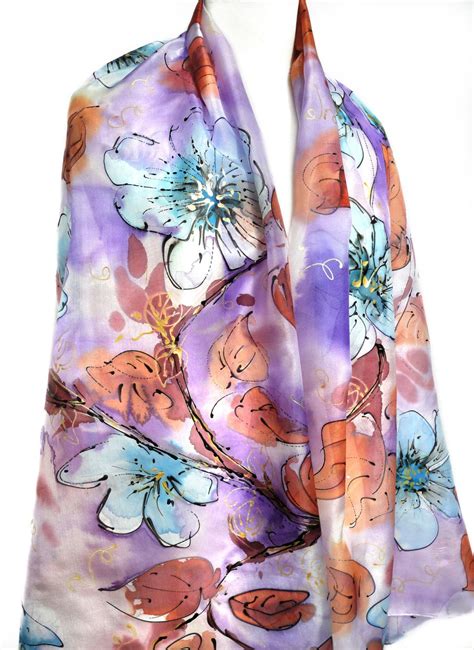 Hand Painted Silk Scarf Silk Painting Wedding Bridal Shawl Silk