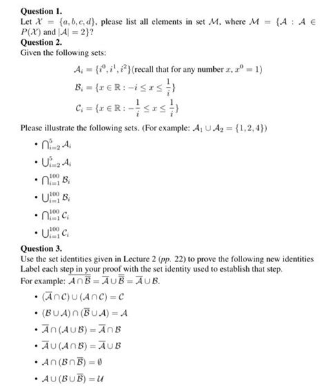 Solved Question 1 Let X {a B C D} Please List All Elements