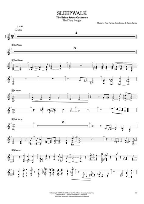 Tablature Sleepwalk De The Brian Setzer Orchestra Guitar Pro Full