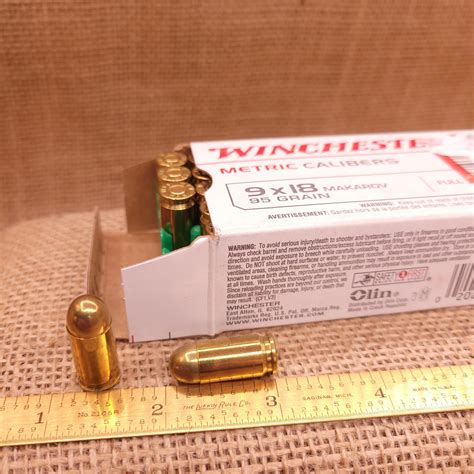 9x18 Makarov Winchester 95 Grain Fmj Ammunition Box Of 50 Old Arms Of Idaho Llc