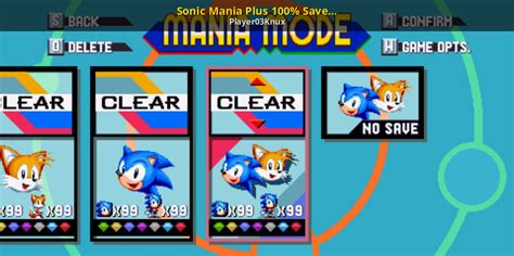 Sonic Mania Plus 100% Save File No Achievements [Sonic Mania] [Mods]