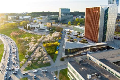 Vilnius Lithuania April Beautiful Aerial View Of Blossoming