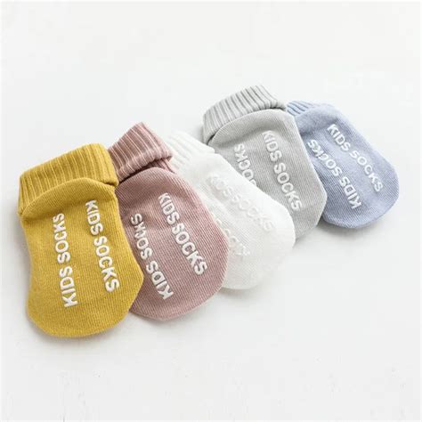 Baby Crew Socks With Grips Unisex Toddler Infant Kids Cotton Tube Socks ...