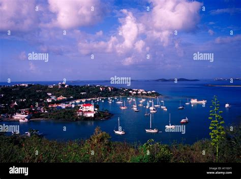 Sailboats Port Cruz Bay Harbor Town Of Cruz Bay Saint John United