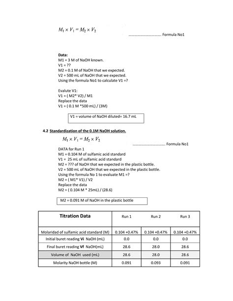 Report 1 Prepare And Standardize A 01 M Naoh Solutions Pdf