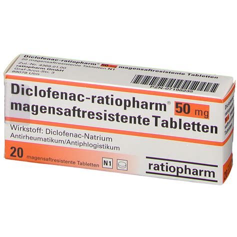 Diclofenac Ratiopharm 50 Mg Tabletten 20 St Shop