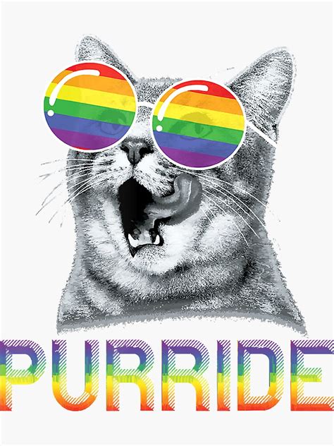 Funny Cat Gay Pride Rainbow Sunglasses Lgbtq Sticker By Ecuddlebear