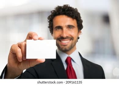 Businessman Showing Business Card Stock Photo Edit Now