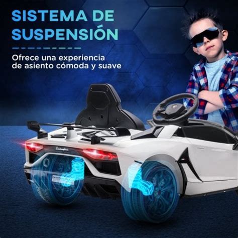 Homcom Coche Eléctrico Lamborghini Para Niños Con Mp3 Luces Blanco