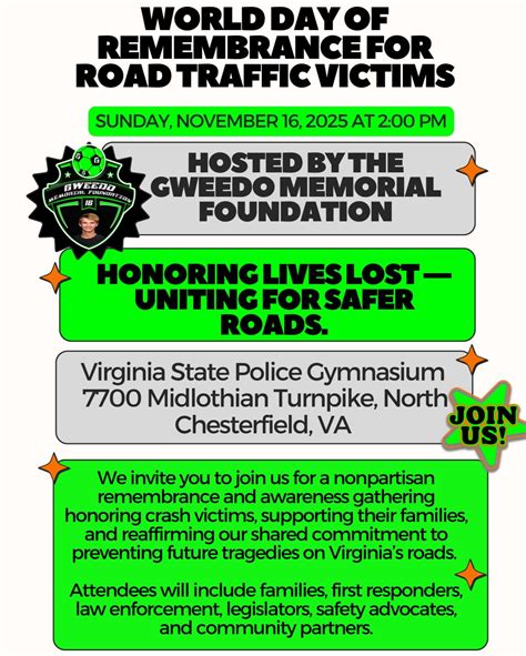 Virginia - 🕯️ World Day of Remembrance for Road Traffic Victims The