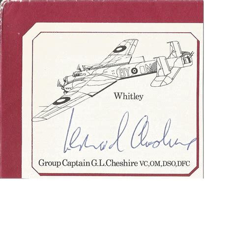 Grp Capt Leonard Cheshire Vc Signed 3 X 3 Picture Of His Ww2