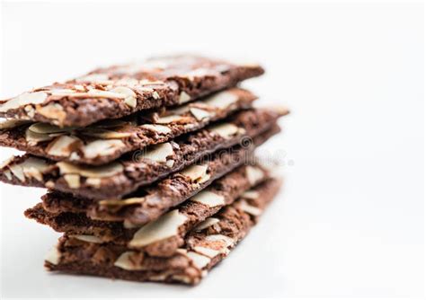 Brownie Cracker With Almond Slides Stock Image Image Of Brown