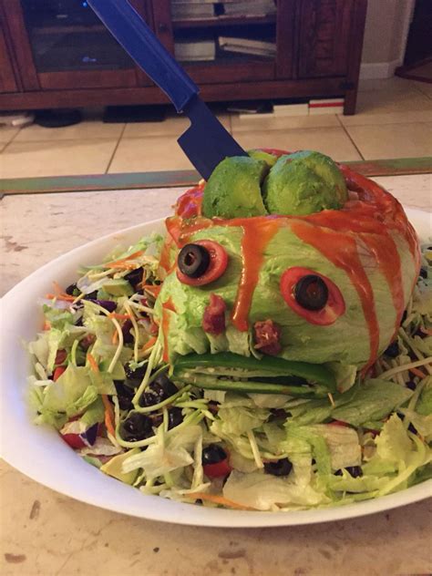 Zombie Head Salad Spooky Party Food