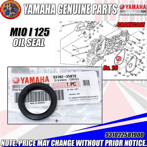 MIO I 125 OIL SEAL YGP Genuine 93102 25819 Lazada PH