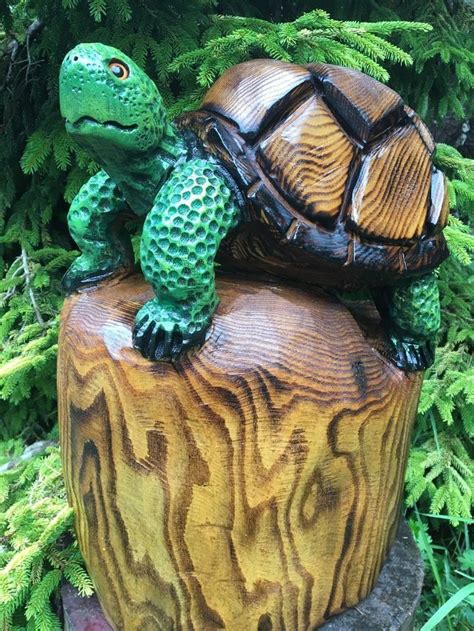 Details About UNIQUE Chainsaw Carved Turtle SASSAFRAS WOOD Sculptures