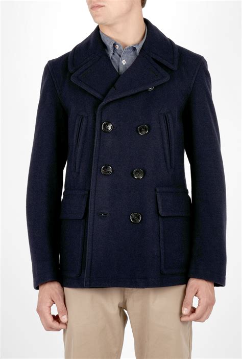 Burberry Navy Porter Pea Coat In Blue For Men Navy Lyst