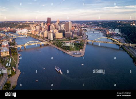 Aerial View Of Pittsburgh Pennsylvania Business District Point State