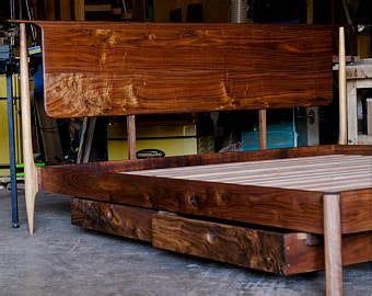 Walnut And Figured Maple Storage Bed Platform Bed Slanted Etsy