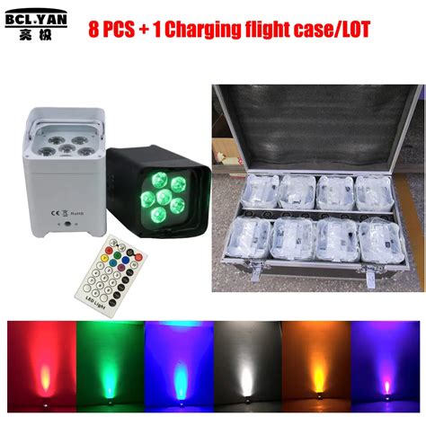 Wireless RGBWA UV LED 6 Led Par Light With Charging Case 8XLOT DMX 6