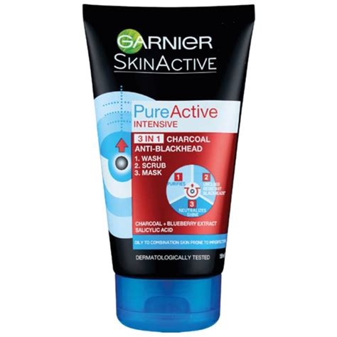 Garnier Intensive Charcoal And Anti Blackhead 3 In 1 Face Wash 150ml