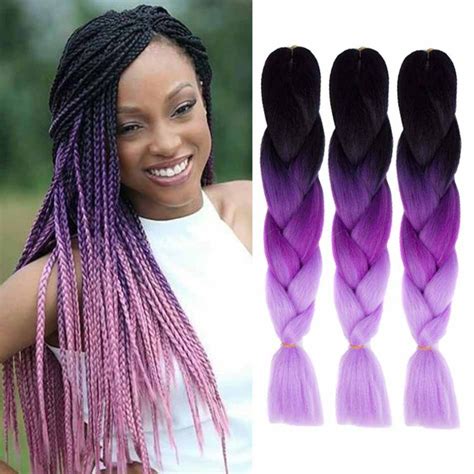 Buy Jumbo Braiding Hair Extensions Ombre 3tone Colorful Synthetic Kanekalon Hair For Diy Crochet