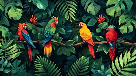 Premium Photo | Flat Design Backdrop Rainforest Canopy Birds Concept ...