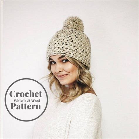 Crochet Patterncrochet Beaniepom Pom Beaniewinter Beanieoxford Beanie Etsy Crochet Crochet