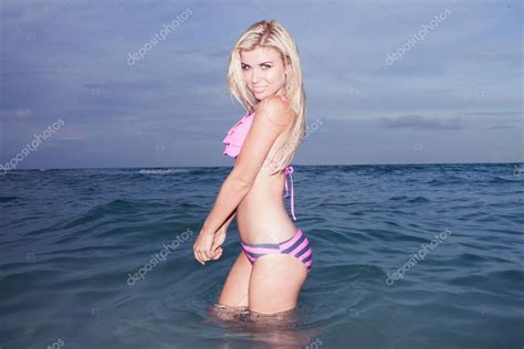 Beautiful Woman Wearing A Bikini In The Sea Stock Photo By Nelka7812