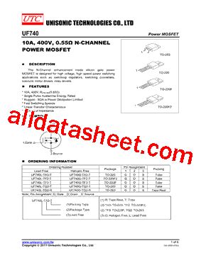 UF740L TA3 T Datasheet PDF Unisonic Technologies