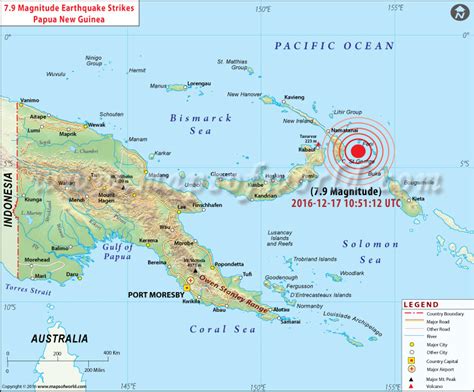 Papua New Guinea Earthquake Map Area Affected By Earthquake In Papua New Guinea