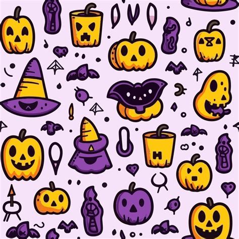 Premium Vector Halloween Hand Drawn Seamless Pattern