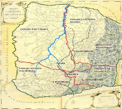 Mapa da Capitania de Minas Gerais no Século XVIII Fonte Araújo