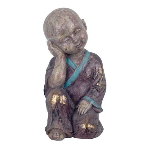 By SIGRIS Figura Buda Sentado Gris De Resina 17 32 33cm Figura De Buda