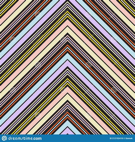 Rainbow Chevron Diagonal Stripes Seamless Pattern Background Stock