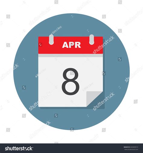 Apr 8 Calendar Icon Vector Illustration Stock Vector Royalty Free