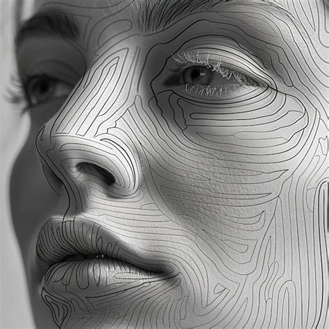 Premium Photo A Womans Face With Lines Drawn On It