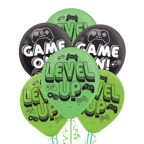 Level Up Gaming Balloons (Pack of 6) | PARTY SUPPLIES | Who Wants 2 Party