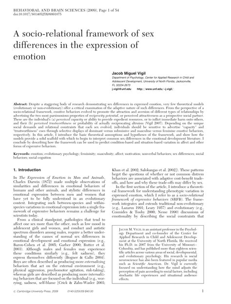 Pdf A Socio Relational Framework Of Sex Differences In The Expression